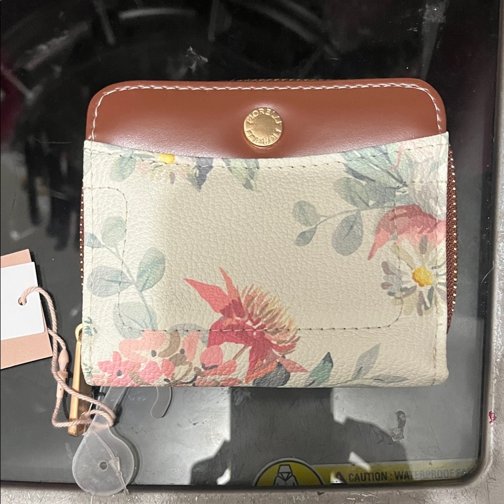 Floral Women's Wallet by - Brown and Cream